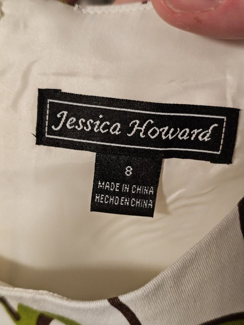 Jessica Howard Womens 8 Dress White Green Cotton Floral Mod Shift Iconic Rare - Picture 4 of 7